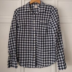 J. Crew Navy Gingham Button Down Shirt
